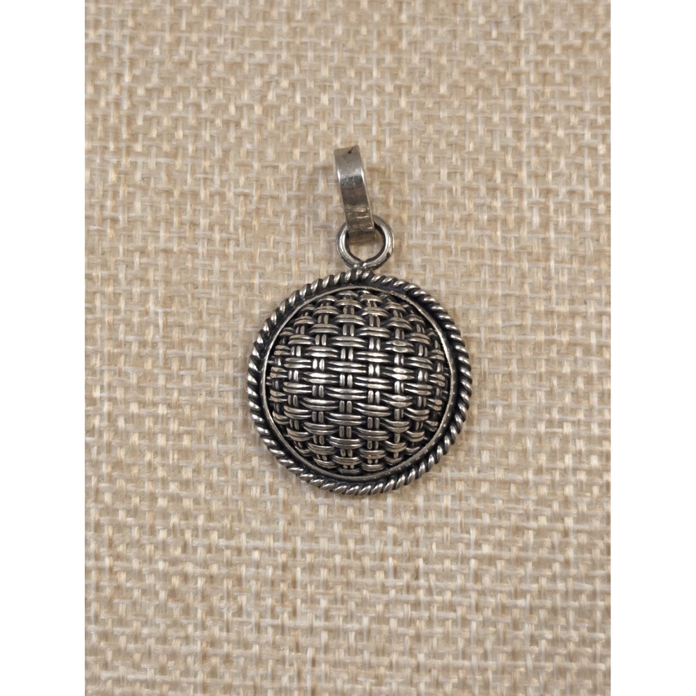 Vintage‎ Sterling Silver Textured Domed Weaved Pendant